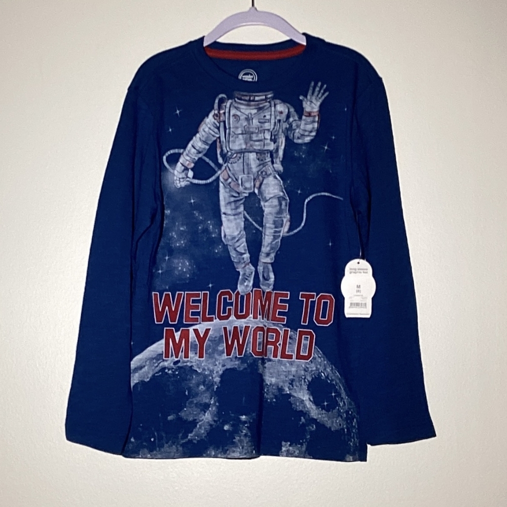 Wonder Nation Boys Indigo Blue Long Sleeves Tee Shirt